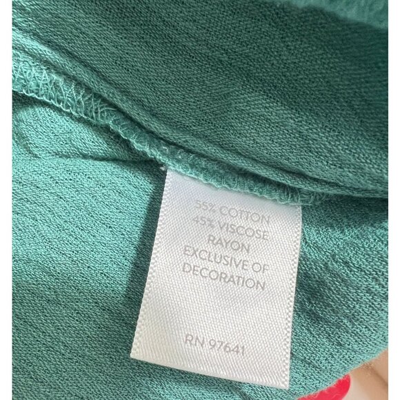 J. Jill Contrast-Embroidered Peasant Top A-Line Green Size M NWT - Picture 5 of 11